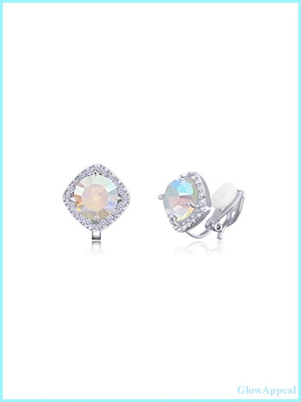 7mm Cubic Zirconia Crystal Clip On Non Pierced Stud Earrings for Women